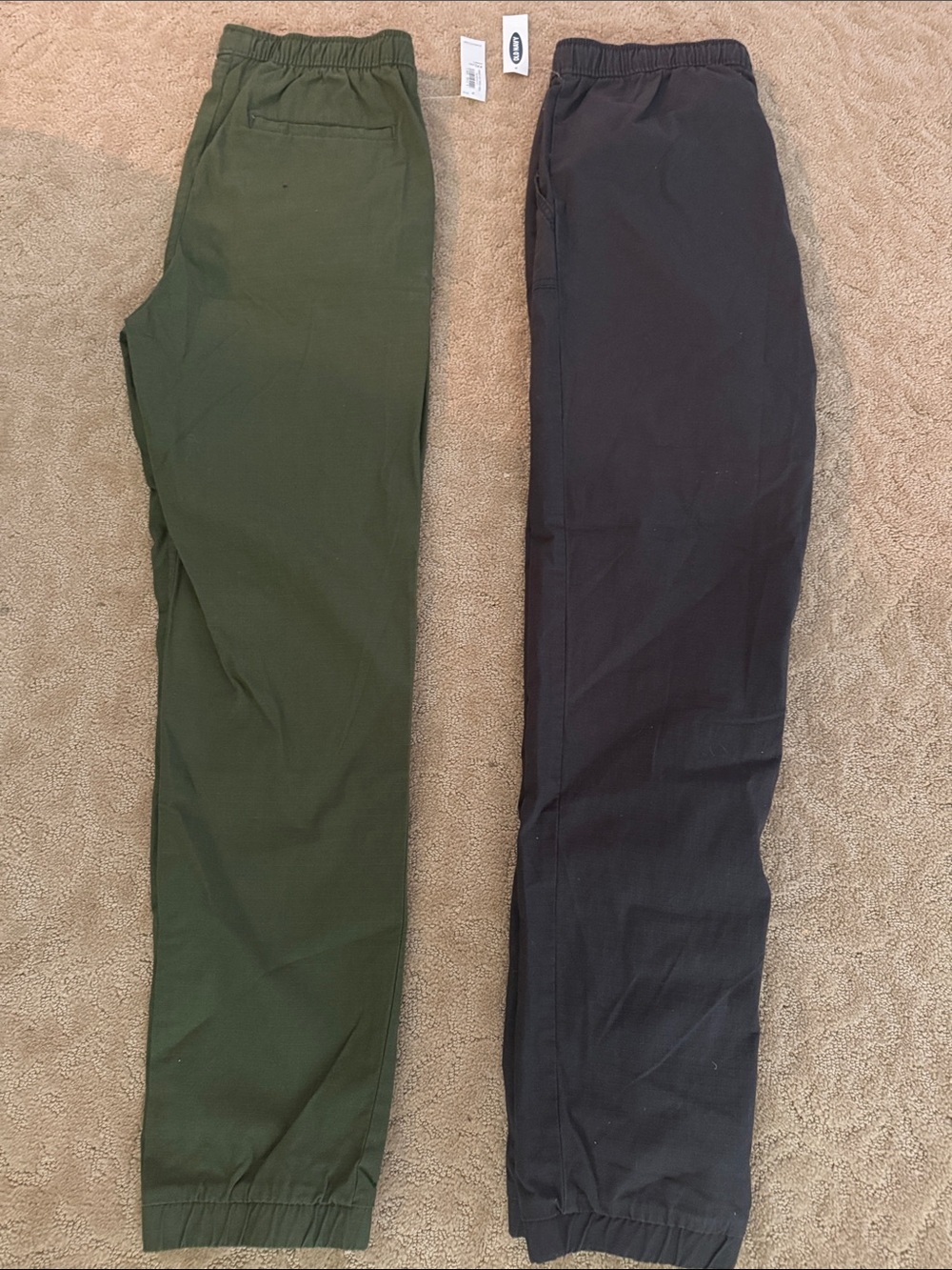 Boys Elastic Waist Jogger Pants - Olive Green and Charcoal